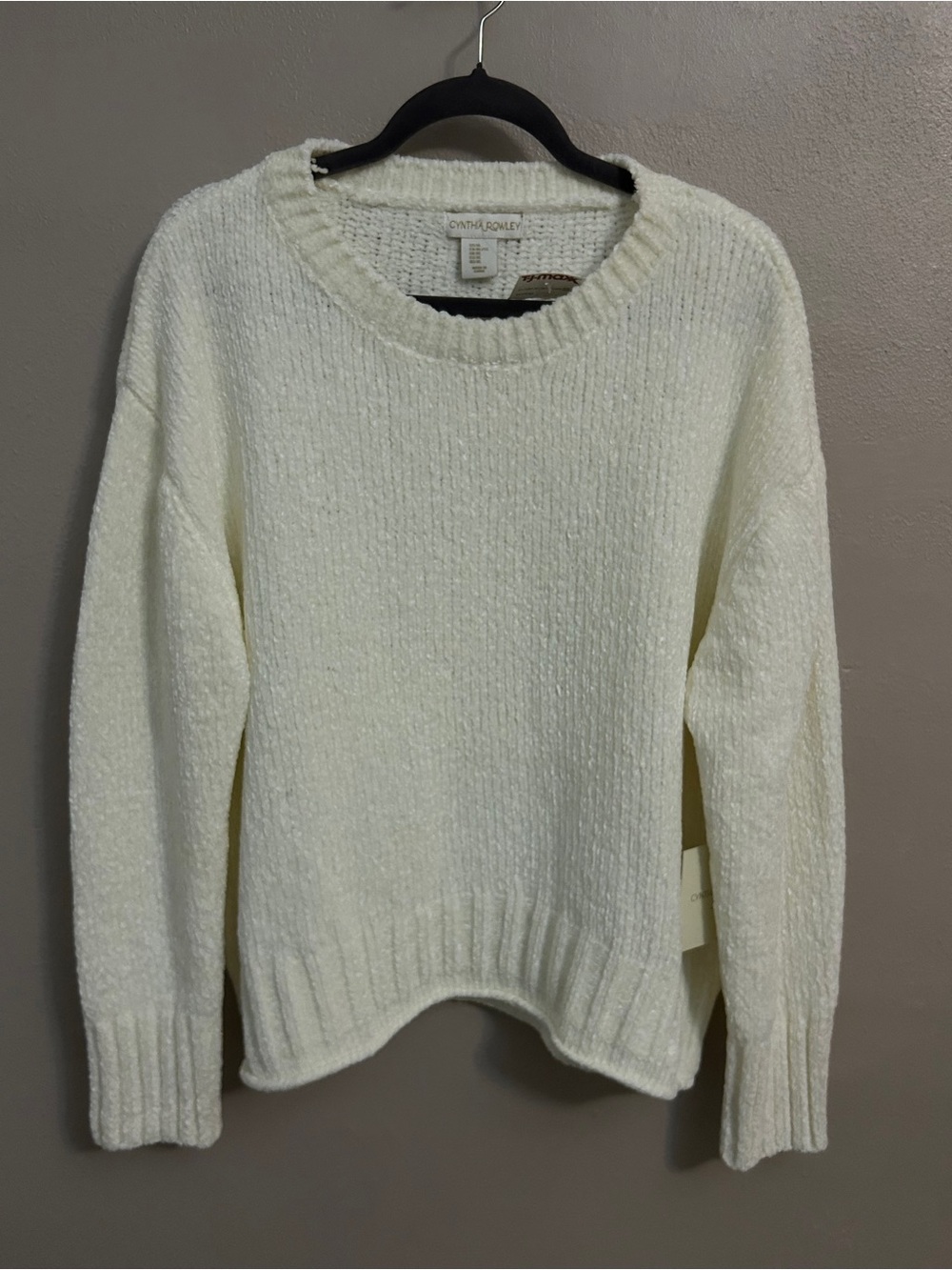 Cynthia Rowley Cream Ribbed soft cozy Crewneck Sweater